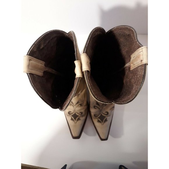 Pecos Bill Women's Leather Beige Embroidered Snip - Picture 5 of 7